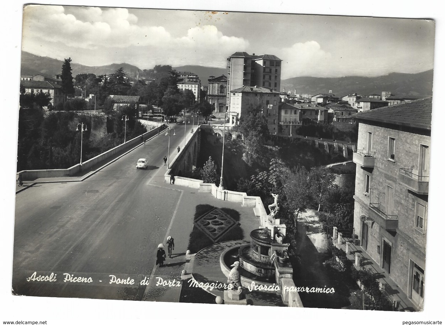 6759 - ASCOLI PICENO PONTE DI PORTA MAGGIORE SCORCIO PANORAMICO ANIMATA 1961 Auto Car - Ascoli Piceno