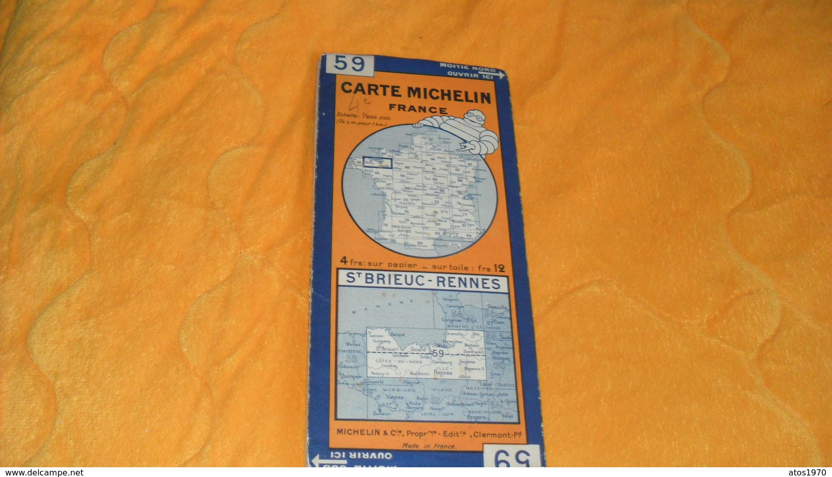 CARTE ANCIENNE MICHELIN FRANCE N°59 ST BRIEUC - RENNES..ECHELLE 1/200000..DATE ?.. - Cartes Routières