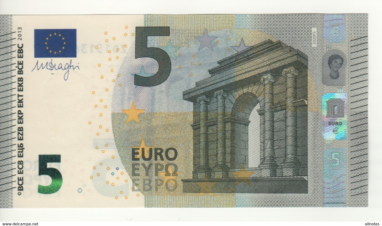 5 EURO  "Belgio"   DRAGHI    Z 020 F5   ZD1513656292   /  FDS - UNC - 5 Euro