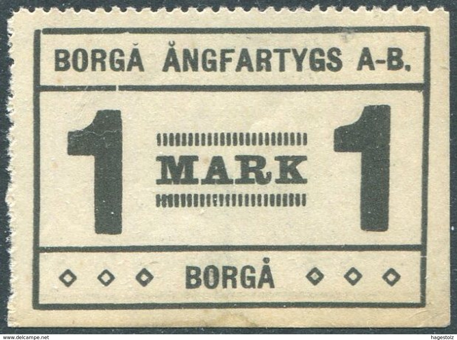 Finland 1920 Borgå Shipping Co. 1 Mark ** Local Parcel Freight Stamp Ship Mail Private Post Schiffspost Paketmarke Colis - Bateaux