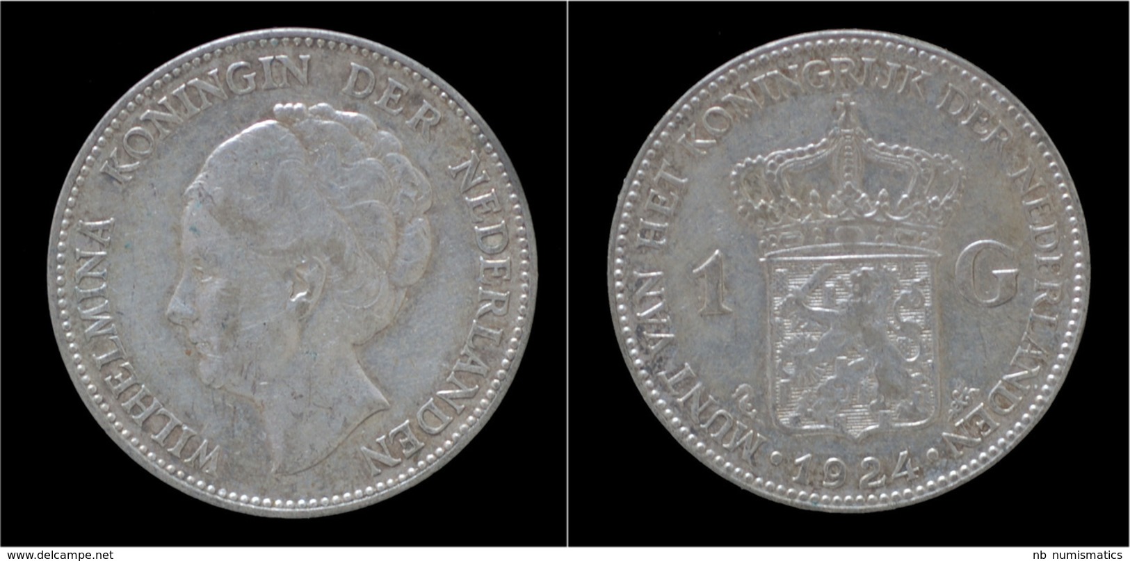 Netherlands Wilhelmina I 1 Gulden 1924 - 1 Florín Holandés (Gulden)