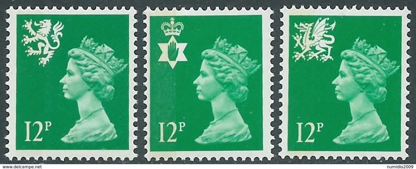 1986 GRAN BRETAGNA EMBLEMI REGIONALI 3 VALORI MNH ** - RC43-8 - Nuovi