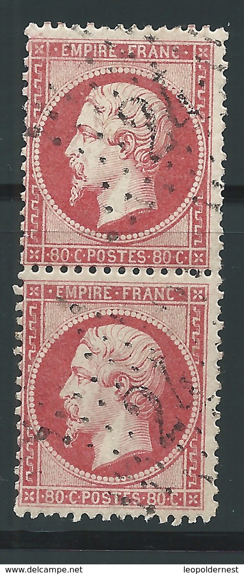 FRANCE - CLASSIQUE. 80 Ct Rose. NAPOLEON III  N°24X2. Oblitérés. Cote 100€. - 1862 Napoleon III