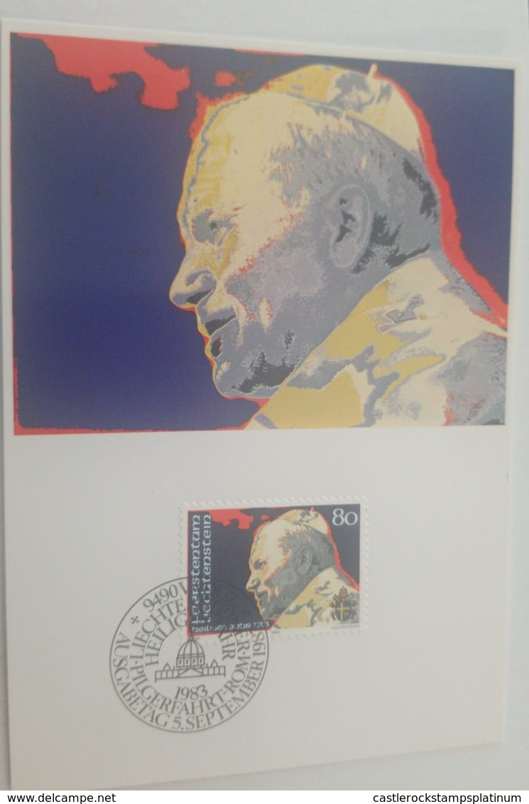 O) 1983  LIECHTENSTEIN, POPE JOHN PAUL II, MAXIMUM CARD, XF - Cartes-Maximum (CM)