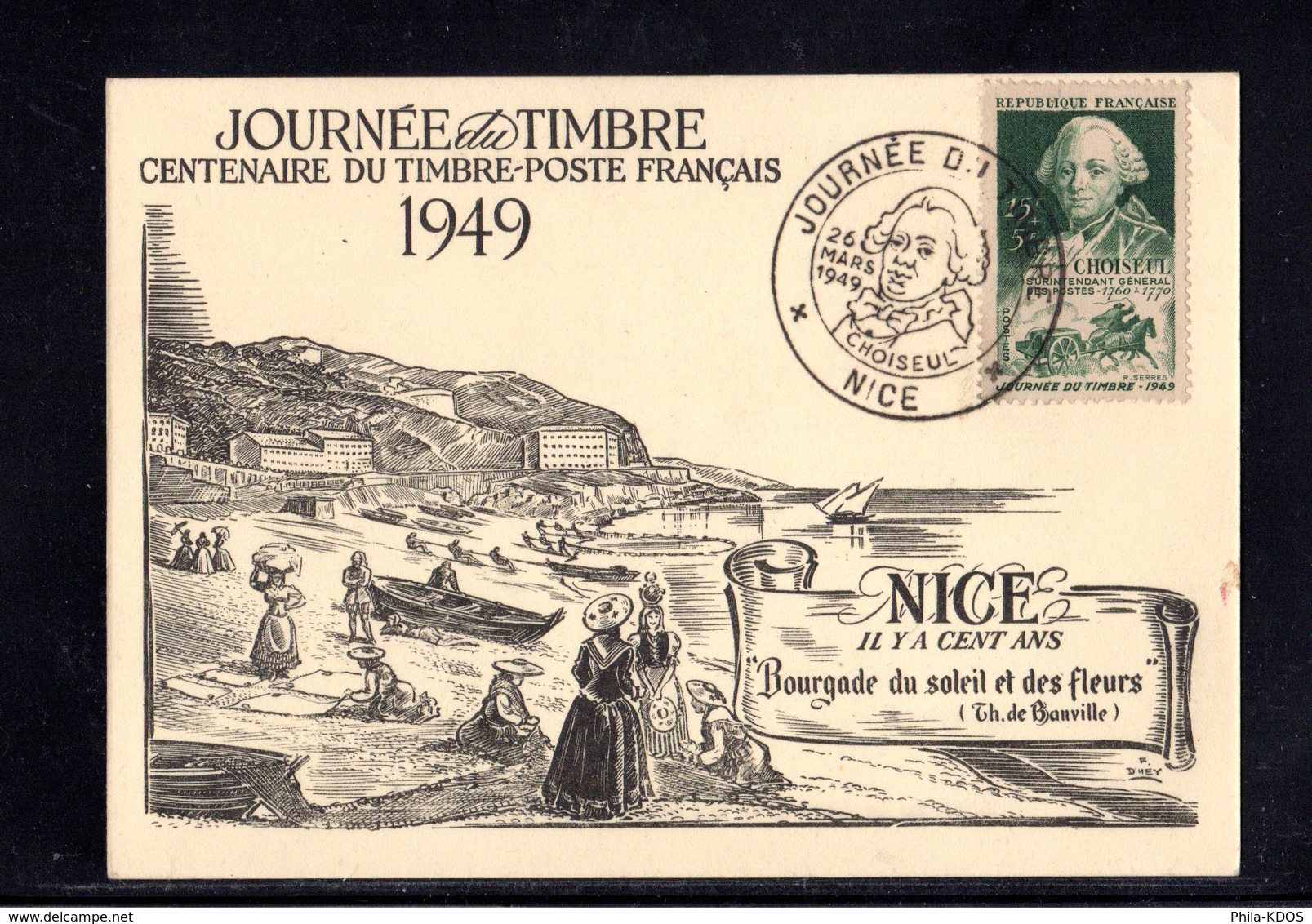 " JDT 1949 : DUC DE CHOISEUL " Sur Carte Maximum.Oblitération Nice. N°YT 828 Voir Les 2 Scans Parfait état CM - 1940-1949