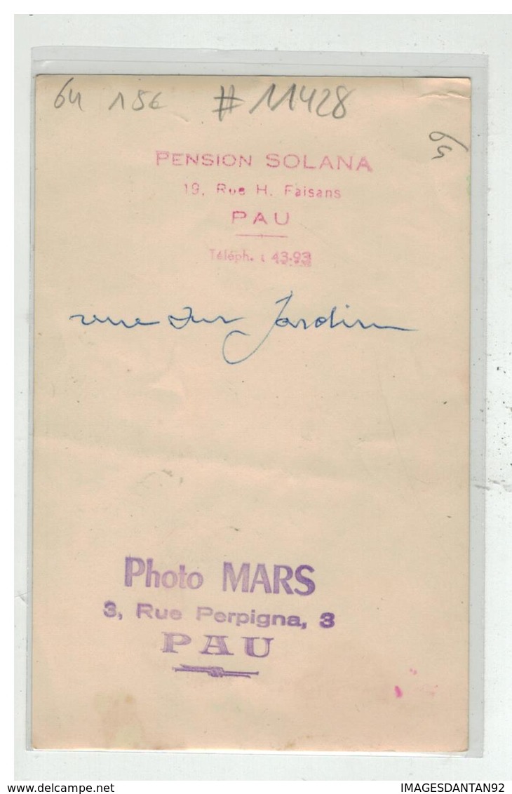 64 PAU #11428 PENSION SOLANA RUE H. FAISANS CARTE PHOTO - Pau