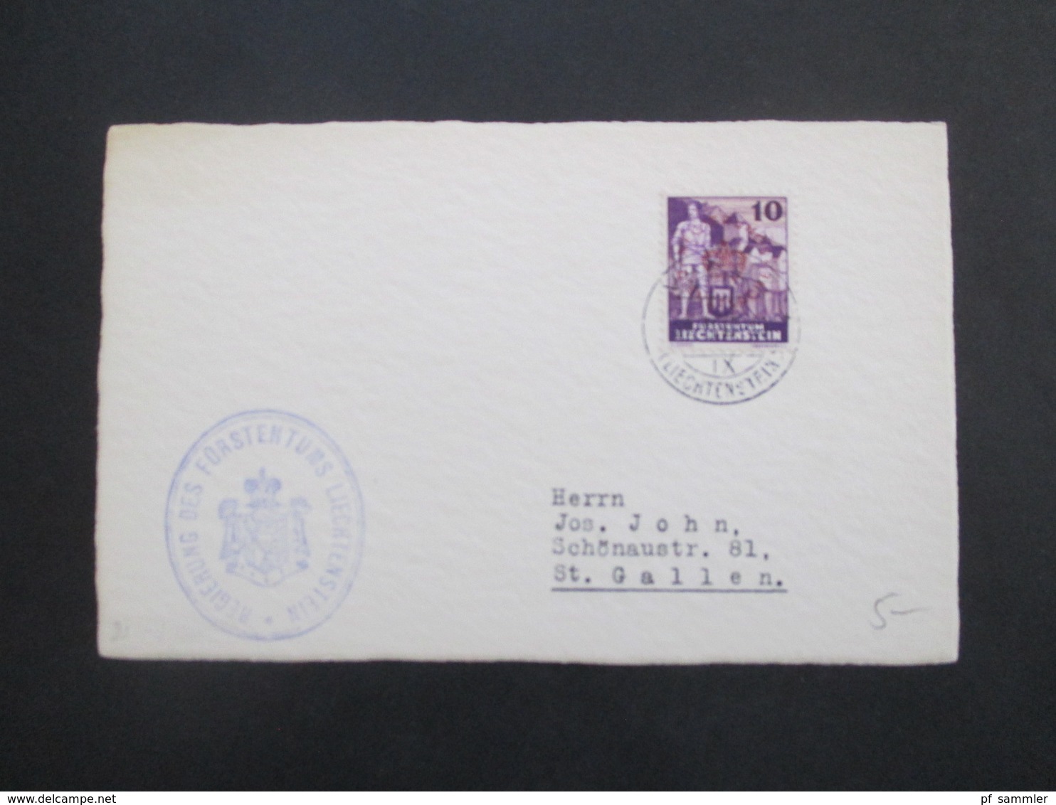 Liechtenstein 1937 Dienstmarke Nr. 21 Mit Stempel Der Regierung Des Fürstentums Liechtenstein Insgesamt 14 Karten - Briefe U. Dokumente