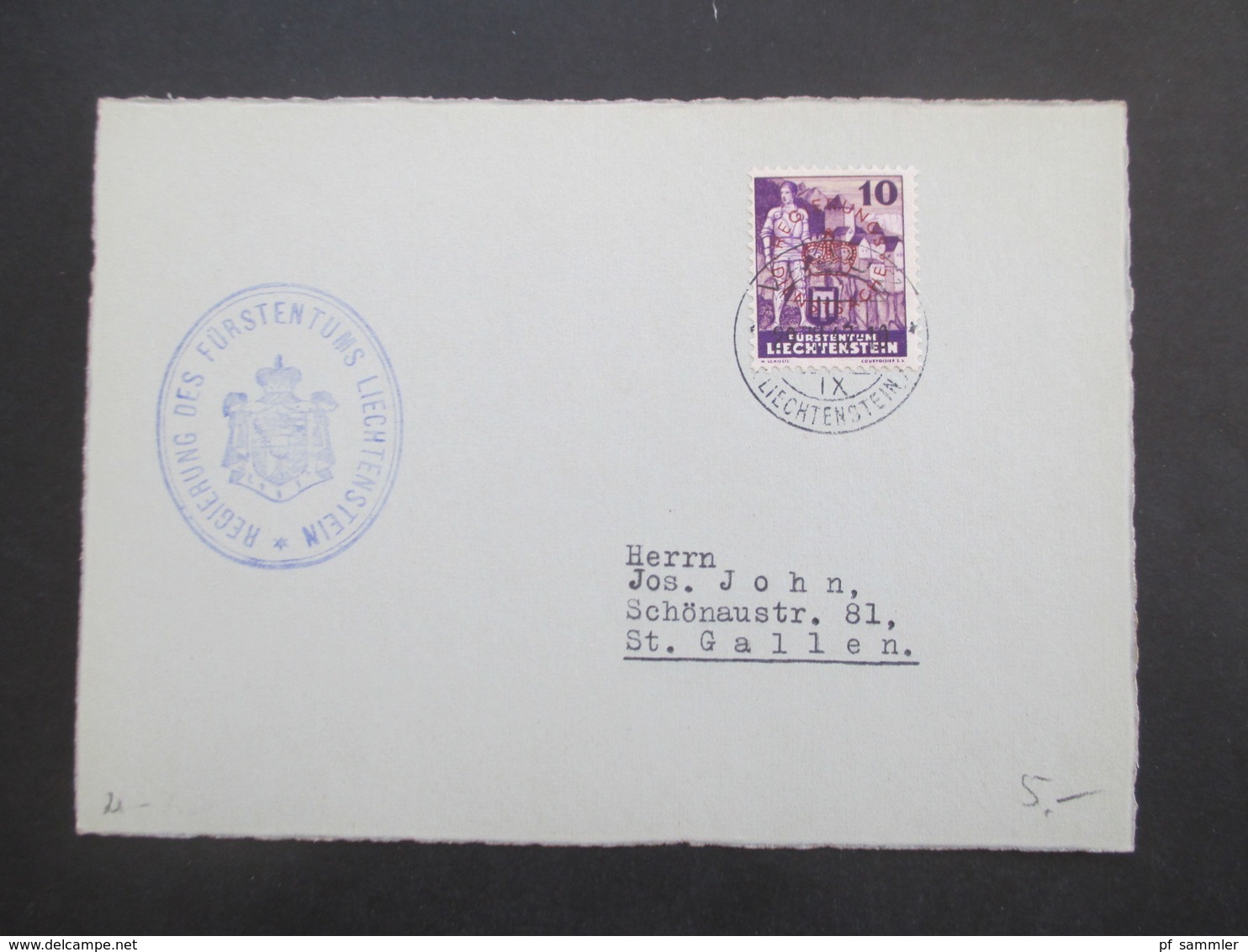 Liechtenstein 1937 Dienstmarke Nr. 21 Mit Stempel Der Regierung Des Fürstentums Liechtenstein Insgesamt 14 Karten - Briefe U. Dokumente