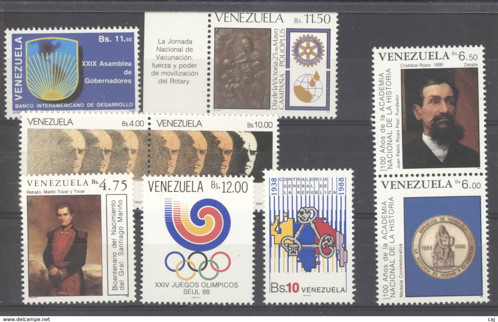 Venezuela  -  1988  :  Yv  1374...1431  **    9 Valeurs - Venezuela