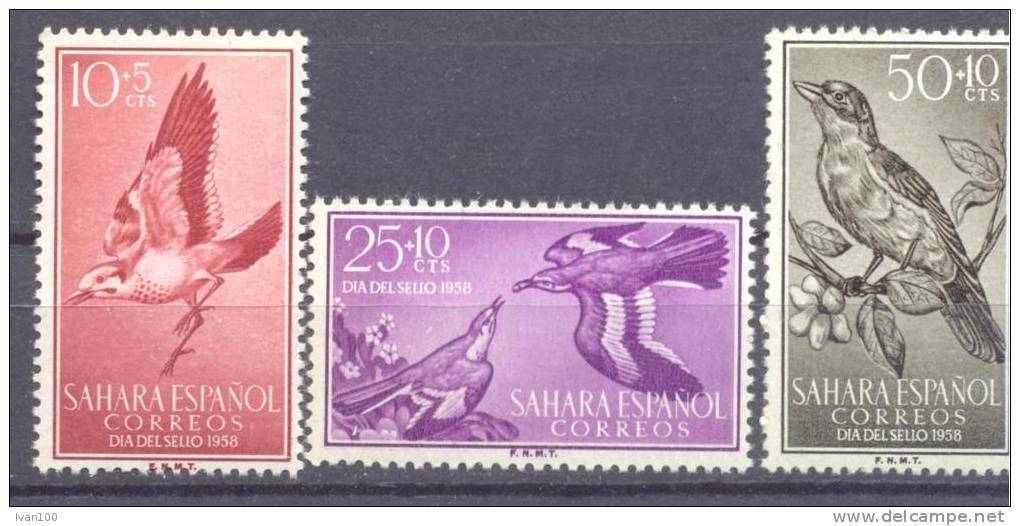 1958. Spain Sahara, Birds,  3v, Mint/** - Collections, Lots & Series