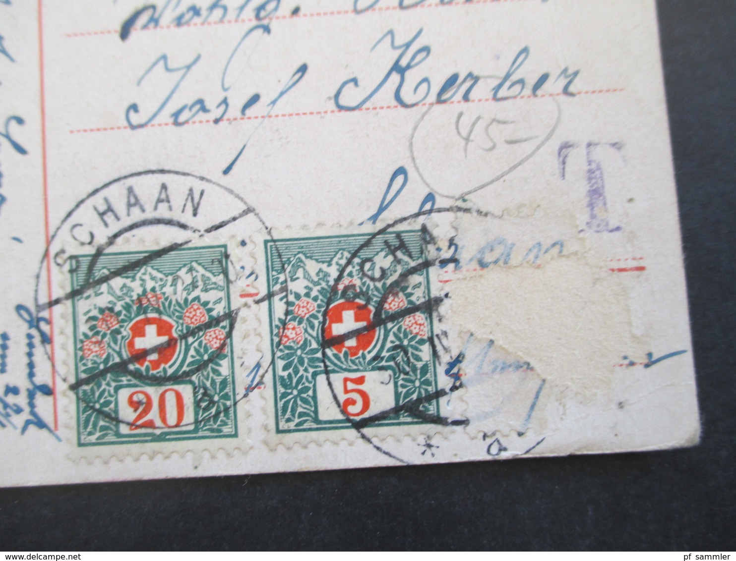 Liechtenstein Mitäufer Portomarken 1921 Österreich AK Mit Nachportomarken Der Schweiz  Und Stempel Schaan - Covers & Documents