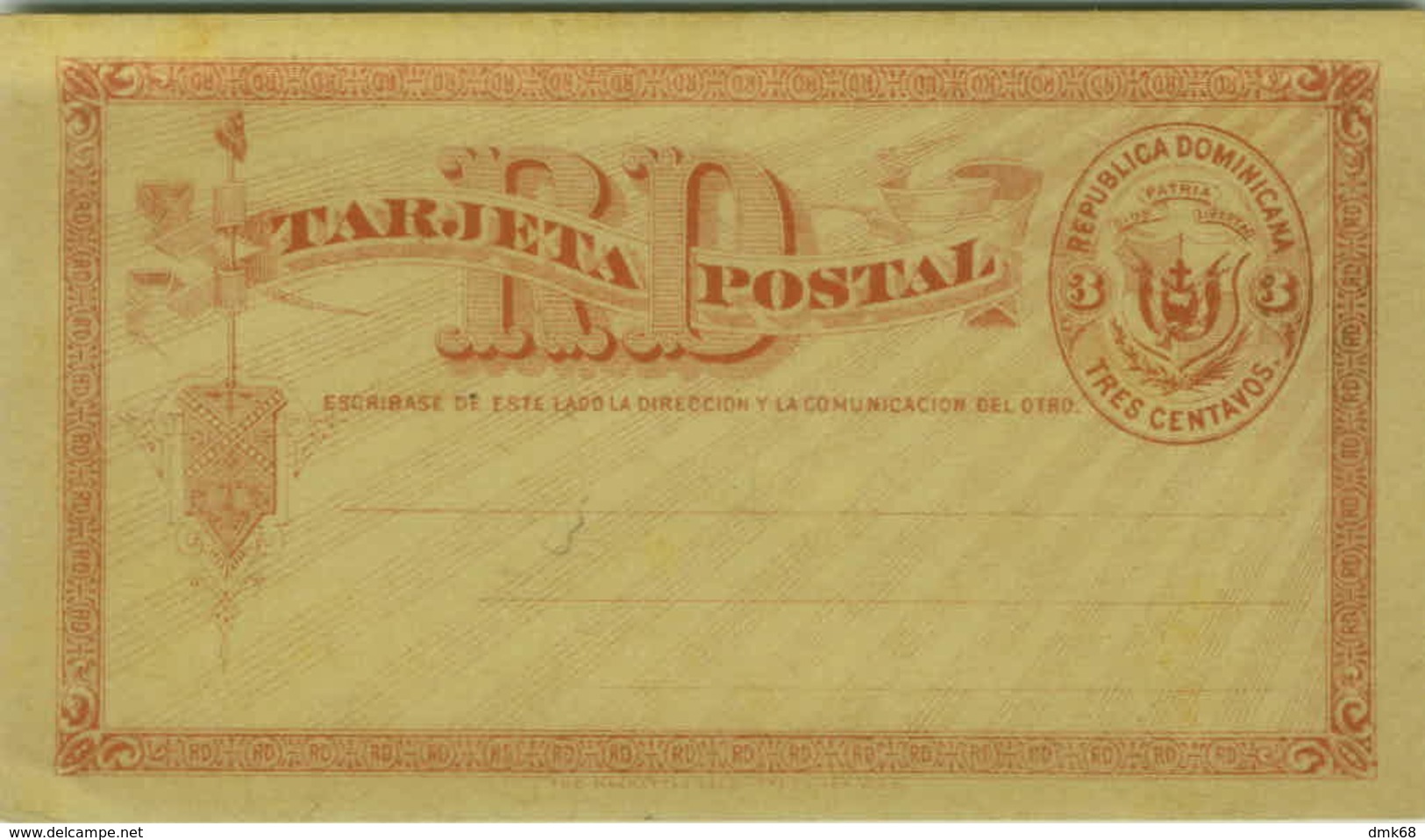 REPUBLICA DOMINICANA  - POSTAL STATIONERY 3 CENTAVOS - 1900s  (BG8288) - República Dominicana