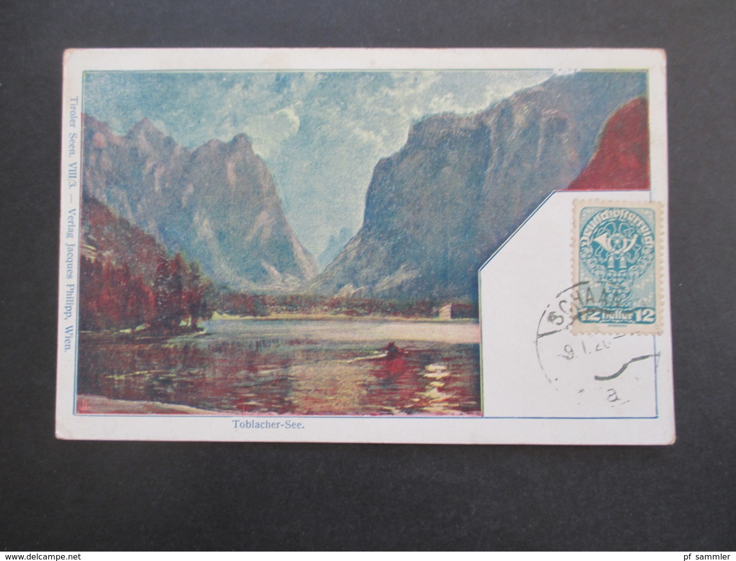 Liechtenstein 1920 Mitläufer Österreich AK Toblacher See Mit Nr. 261 Frankiert Und Liechtenstein Stempel Schaan - Storia Postale