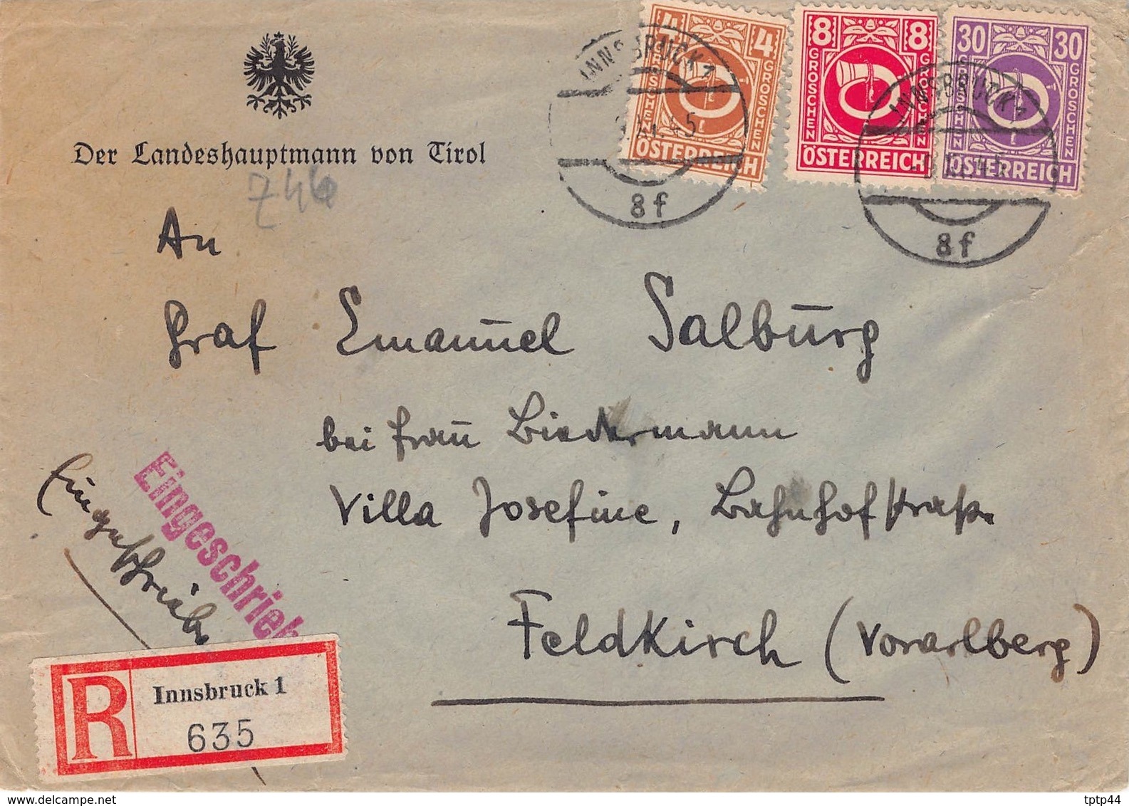 Autriche - Lettre De Innsbruck Pour Feldkirch - Novembre 1945 - Briefe U. Dokumente