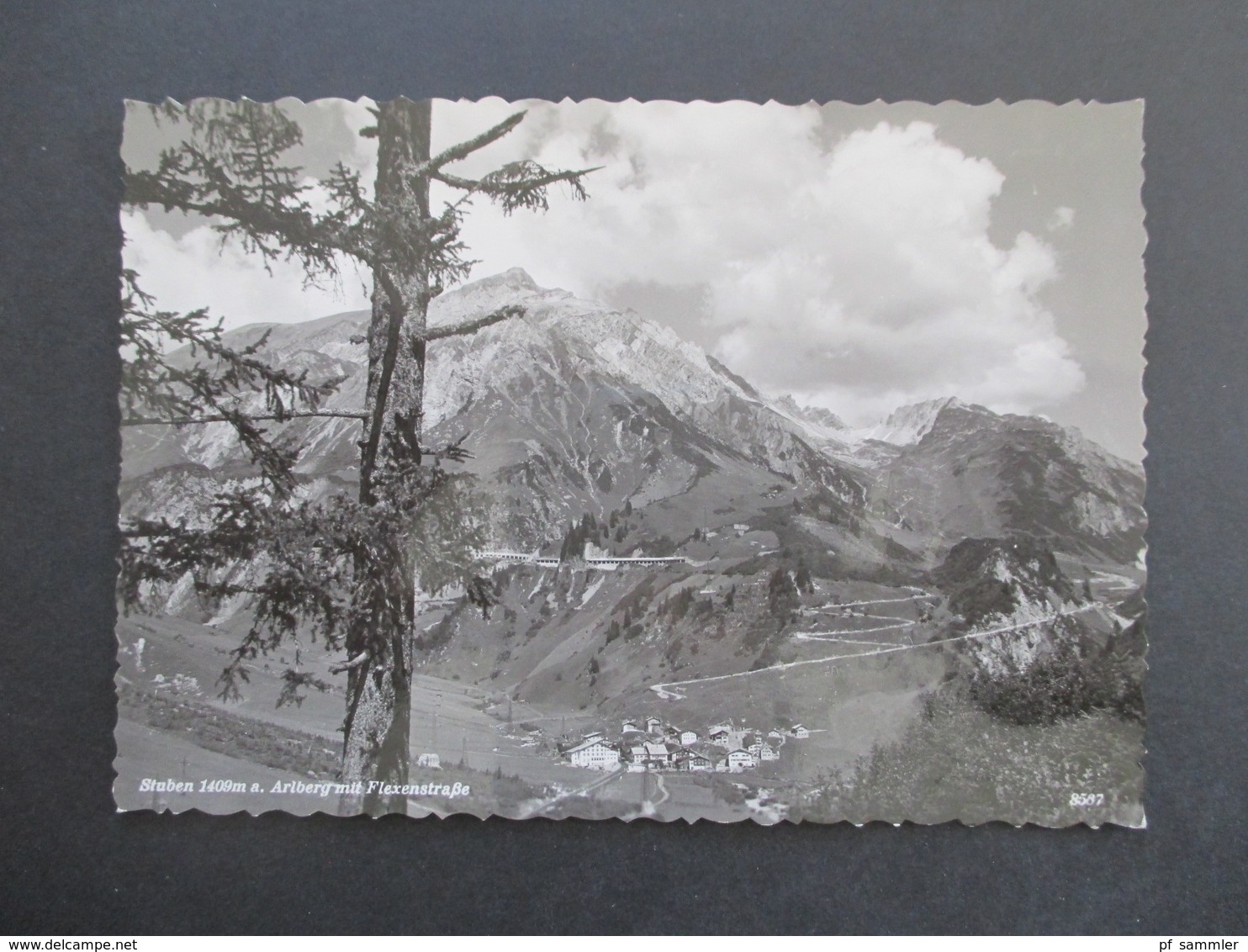 Liechtenstein 1955 Echtfoto AK Stuben Arlberg Mit Flexenstraße Rückseitig Mit Marken Von 4 Ländern Und Gestempelt - Briefe U. Dokumente