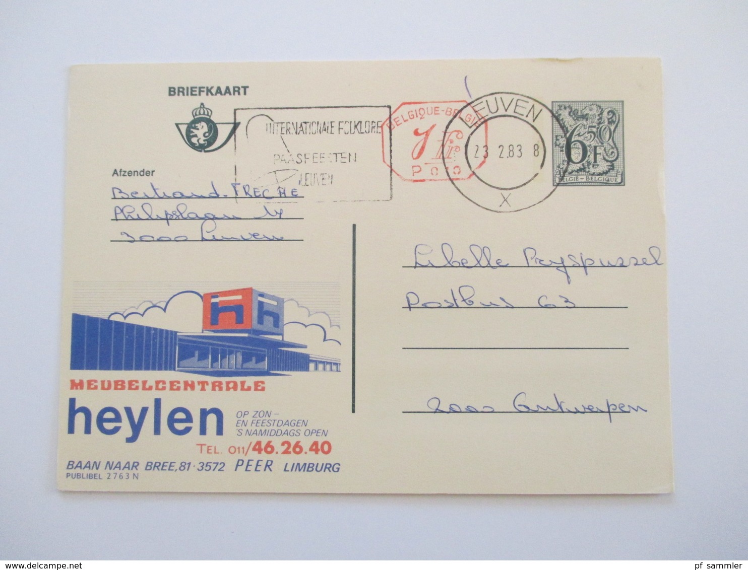 Belgien 1960 / 70er Jahre 20 Stk. Publibell Briefkaart teilweise mit Zusatzfrankturen. Verschiedene Motive