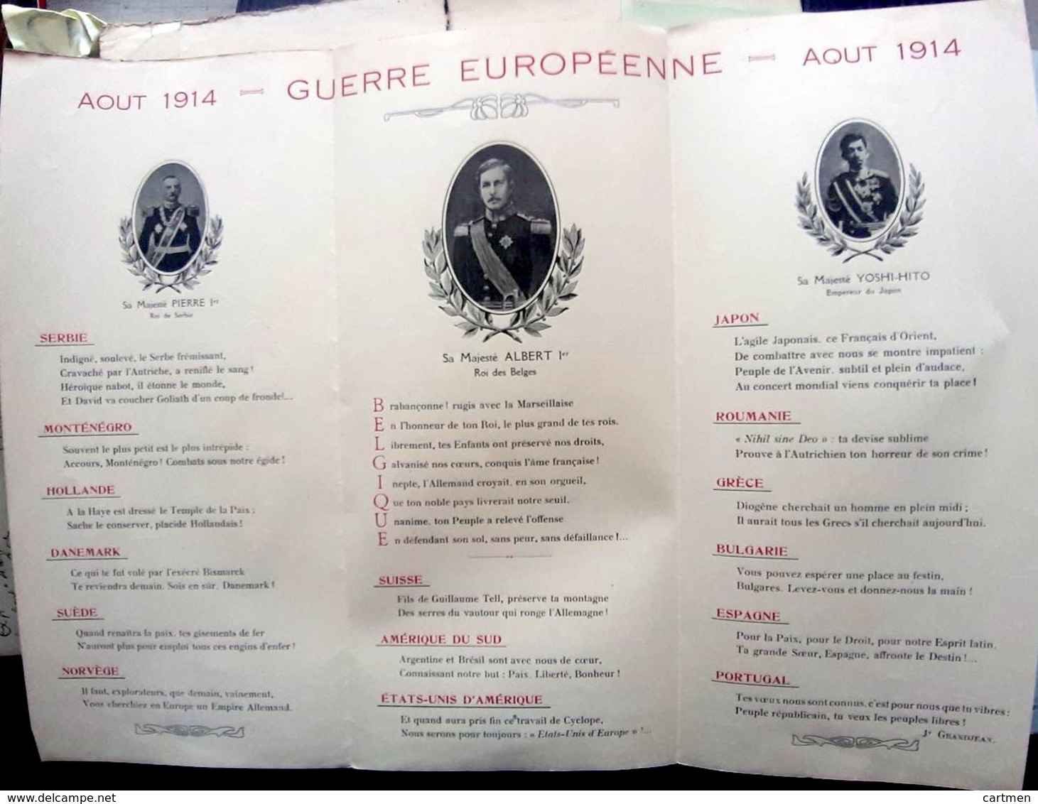 GRANDE GUERRE SOUVENIR DE LA GUERRE 1914 RARE ENSEMBLE SUR LES TRIPLE ENTENTE ET ALLIANCE CROIX ROUGE  1914 - 1914-18