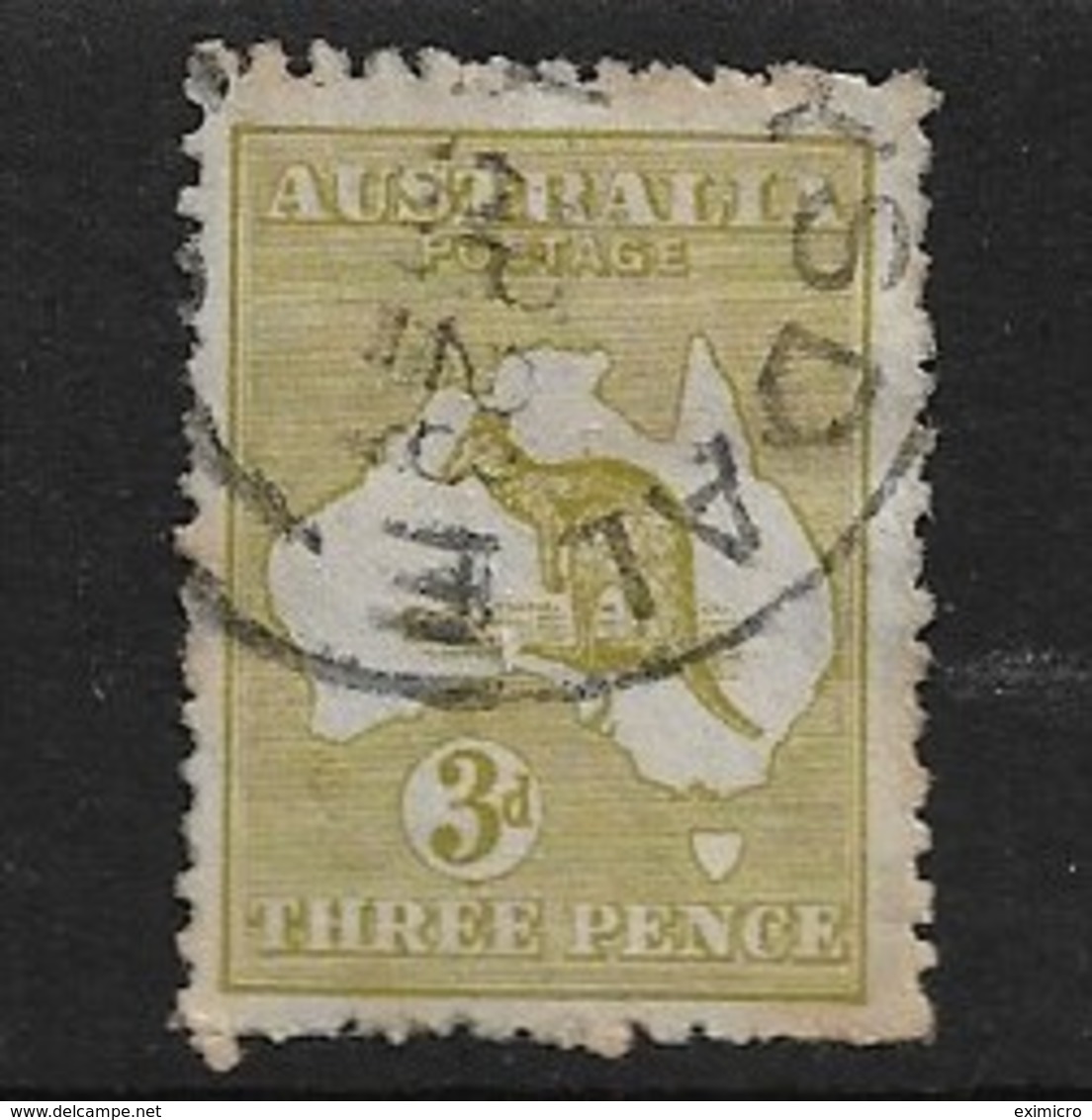 AUSTRALIA 1915 3d DIE II YELLOW-OLIVE SG 37d FINE USED Cat £55 - Oblitérés