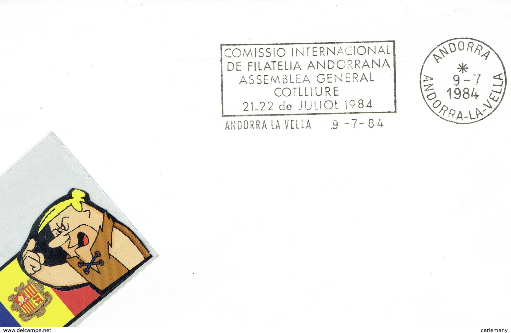 Andorre Andorra Sobre Envloppe 1984 INTERNACIONAL ASSAMBLEA Cotlliure Simple - Cartas & Documentos