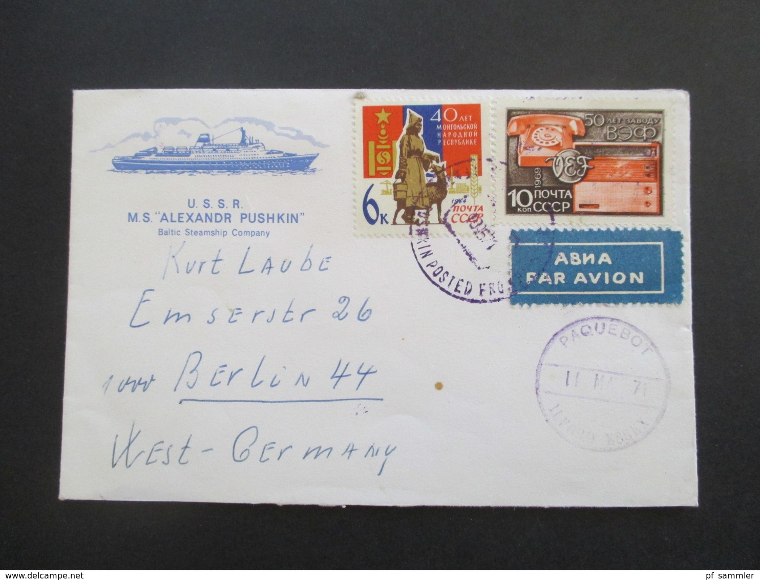 UdSSR 1971 Schiffspost Brief Mit Inhalt U.S.S.R. M.S. Alexandr Pushkin Mit Stempel Paquebot Iford Essex. Luftpost - Storia Postale