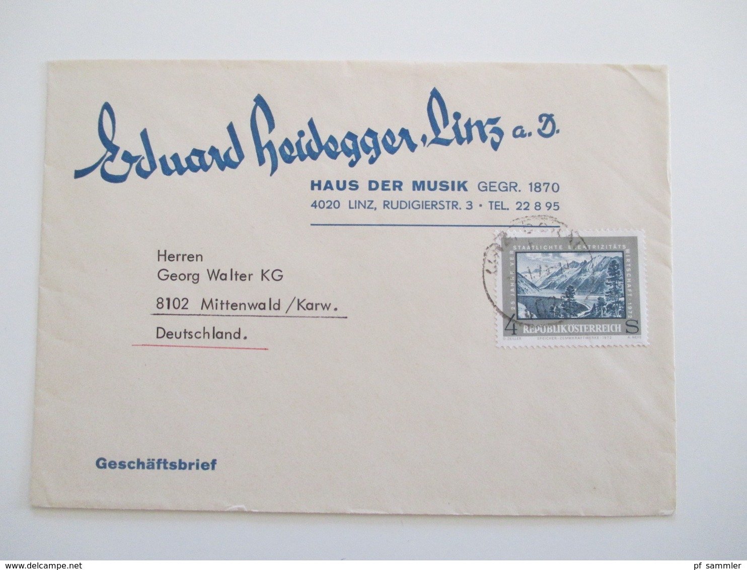 Österreich 1960er Jahre Belege Lot 9 Stk. Firmenumschläge Thematik Musikinstrumente / Geigen / Musik. Auch Einschreiben! - Lettres & Documents
