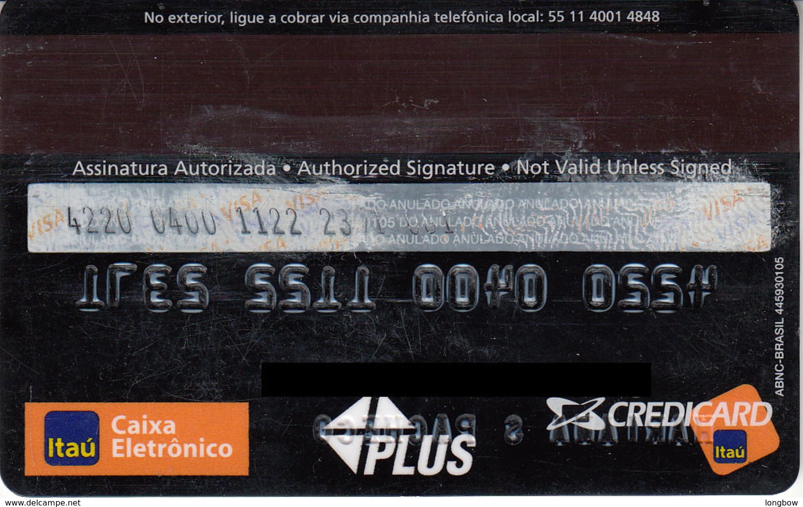 Brasil CreditCard Itau , Universitario , Visa - Cartes De Crédit (expiration Min. 10 Ans)