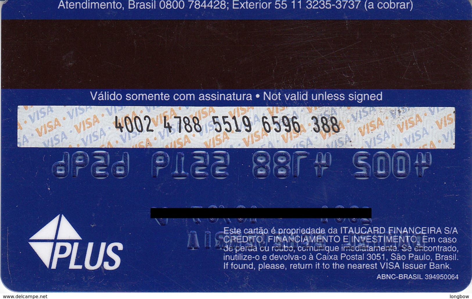 Brasil Itaucard International , Visa - Credit Cards (Exp. Date Min. 10 Years)