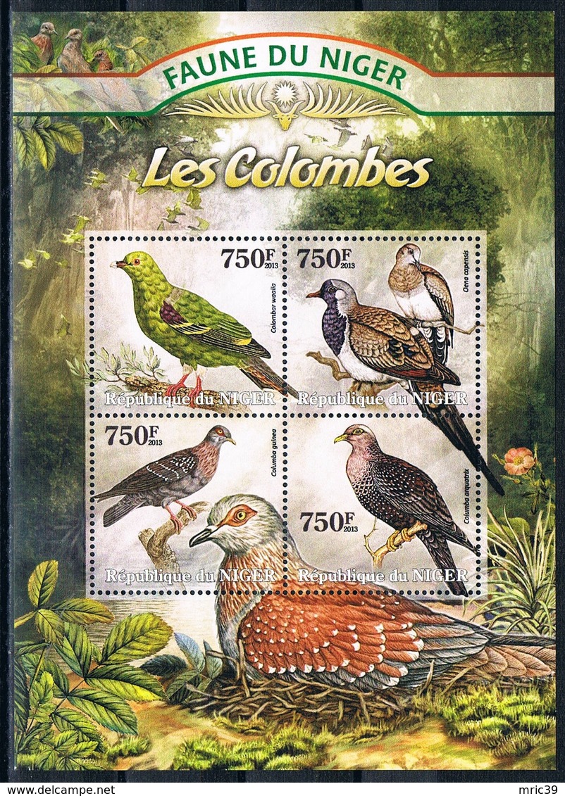 Bloc Sheet Oiseaux Colombes Pigeons Birds Doves  Neuf MNH **  Niger 2013 - Pigeons & Columbiformes