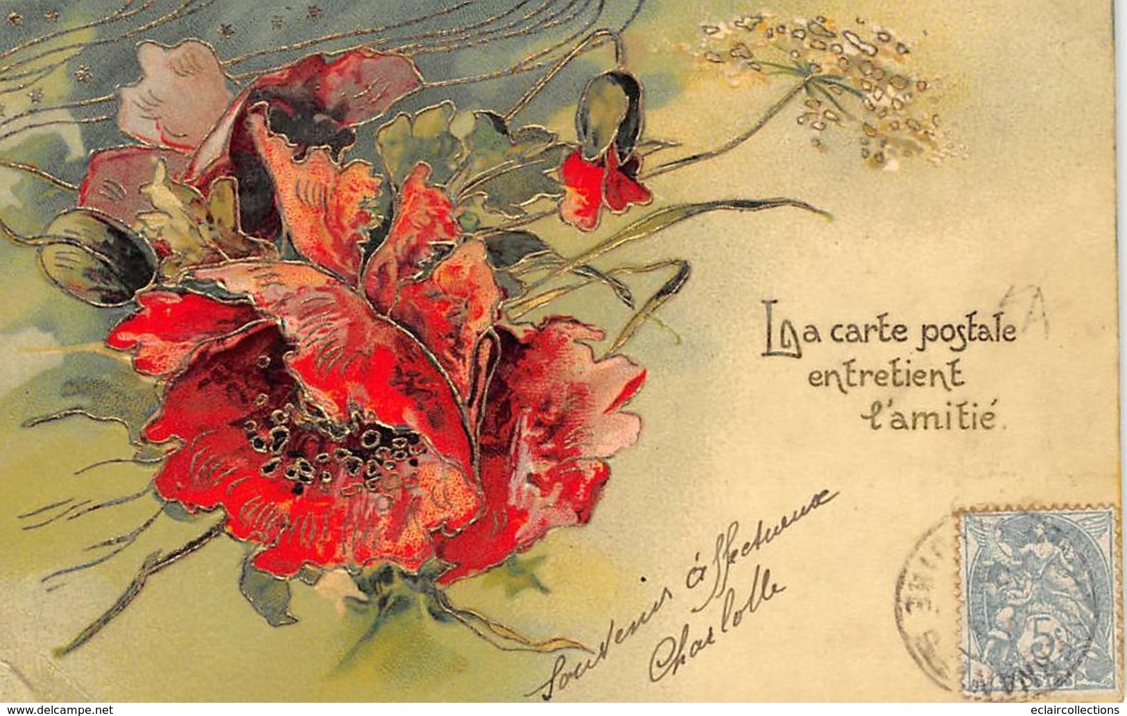 Thème: Carte Postale:    La Carte Postale Entretient L'amitié. Fleur Gaufrée   (Voir Scan) - Autres & Non Classés