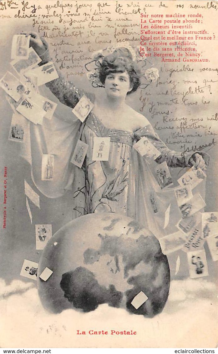 Thème: Carte Postale:      Femme  Et Planisphère   Bergeret   (Voir Scan) - Autres & Non Classés