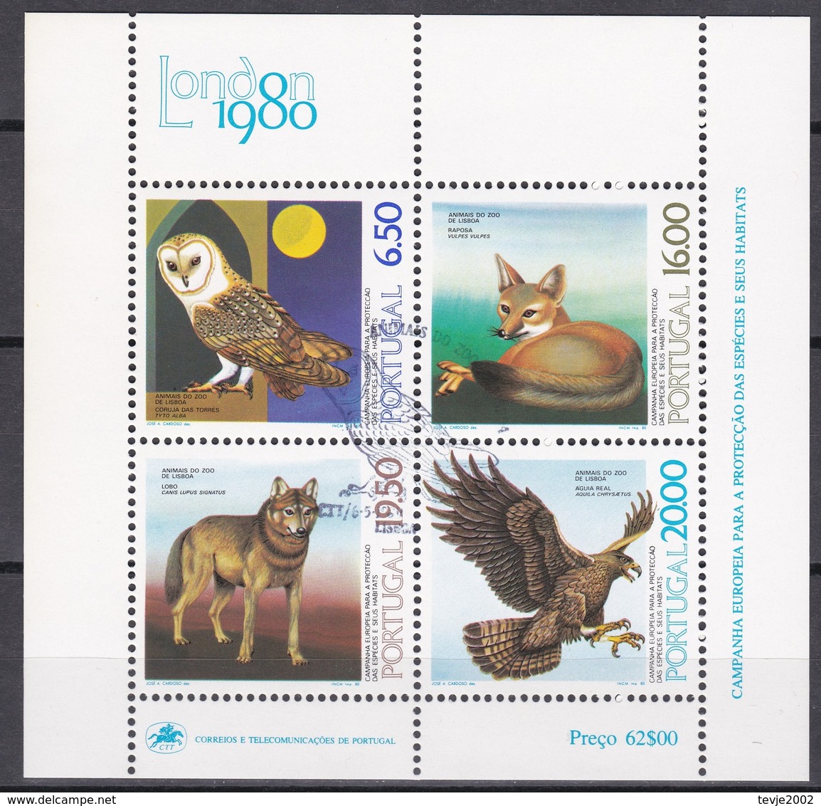 Portugal 1980 - Mi.Nr. Block 30  - Gestempelt Used - Tiere Animals - Hojas Bloque