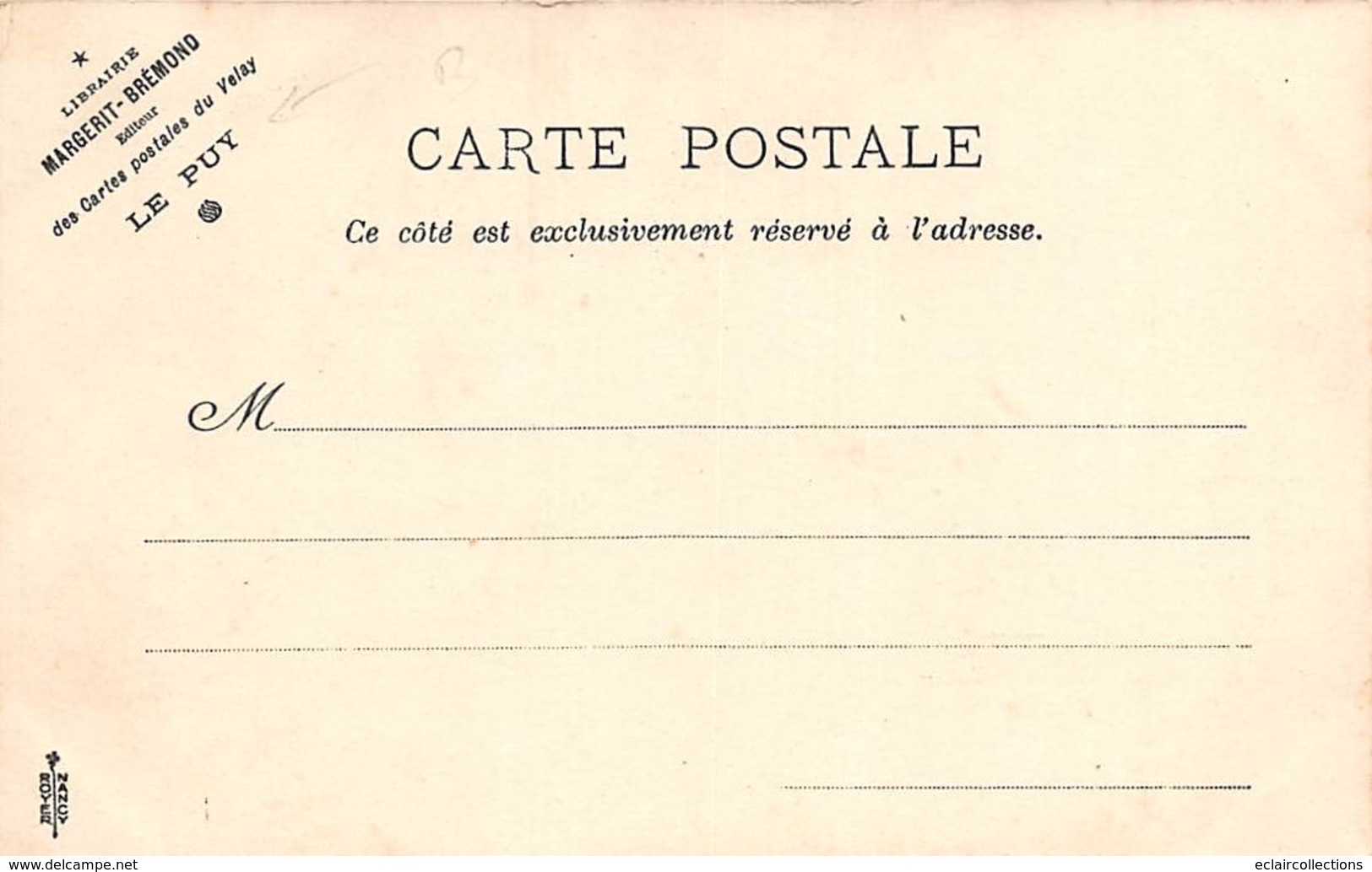 Thème: Carte Postale:       Publicité Librairie Margerit  43 Le Puy    (Voir Scan) - Altri & Non Classificati