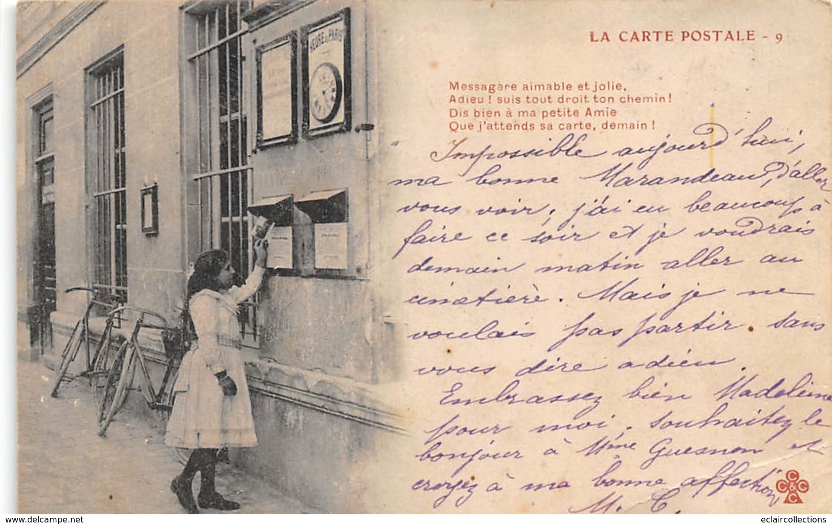 Thème: Carte Postale:       Jeune Fille Glissant Une Carte Dans Une Boite A Lettres.   (Voir Scan) - Altri & Non Classificati