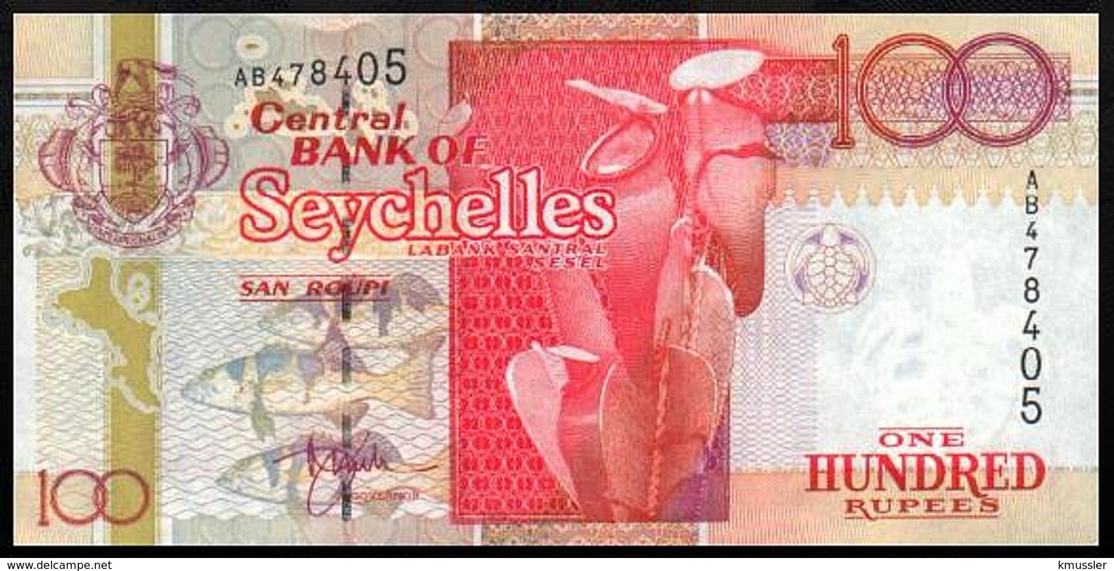 # # # Banknote Seychellen (Seychelles) 100 Rupees 1998 UNC # # # - Seychellen