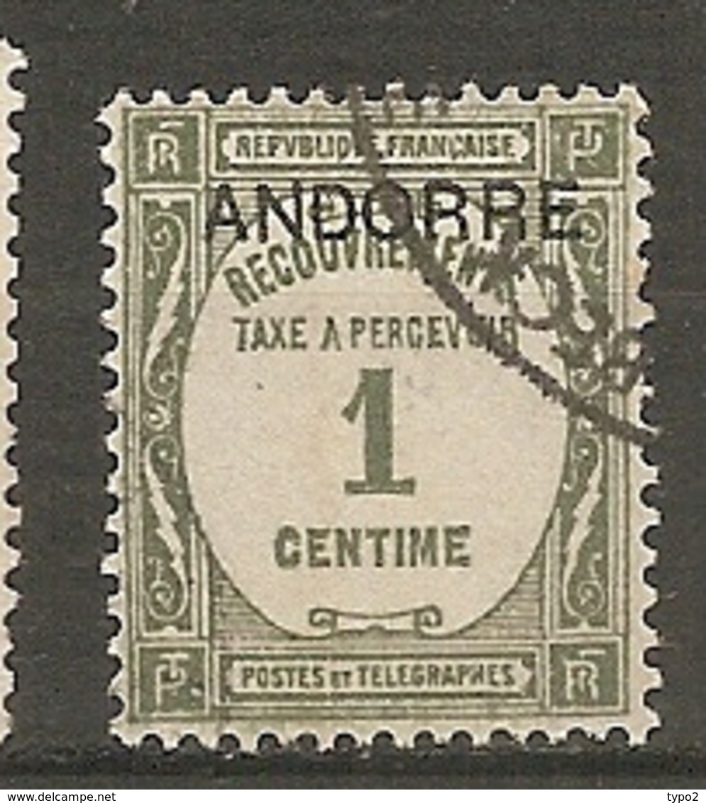 ANDORRE - TAXE  Yv. N°  9  (o)   1c   Recouvrement    Cote  2 Euro  BE  2 Scans - Used Stamps