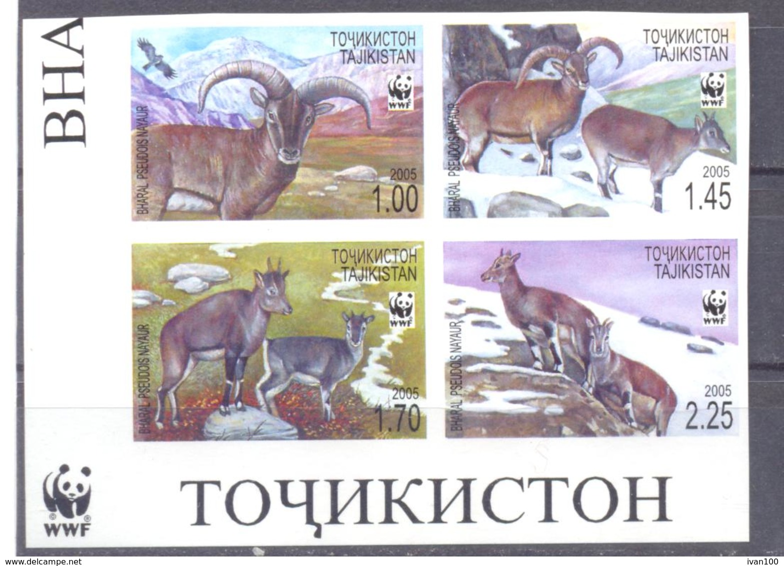 2005.  Tajikistan, WWF, Goats, 4v IMPERFORATED, Mint/** - Tadschikistan