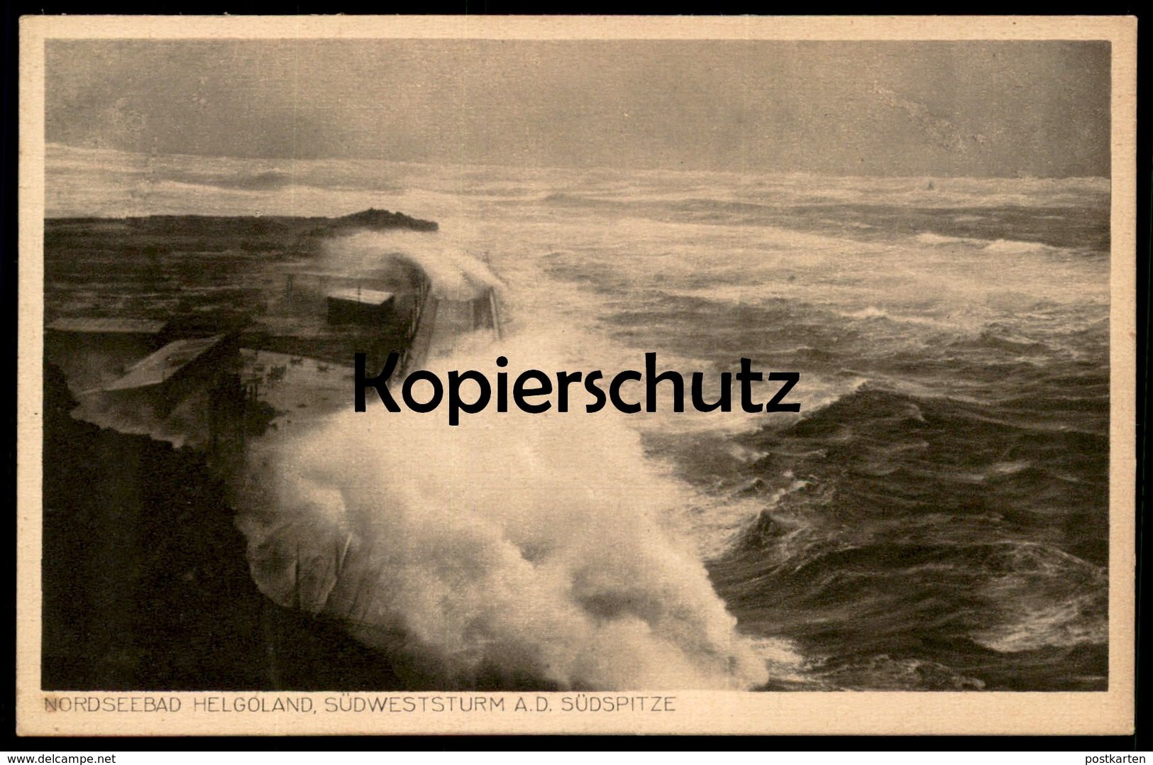 ALTE POSTKARTE NORDSEEBAD HELGOLAND SÜDWESTSTURM AN DER SÜDSPITZE WINDSTÄRKE 8 - 10 Sturm Storm Postcard Ansichtskarte - Helgoland