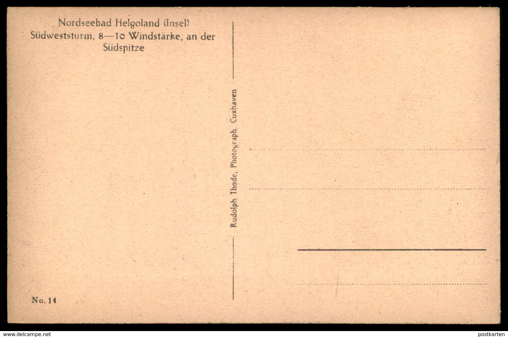 ALTE POSTKARTE NORDSEEBAD HELGOLAND SÜDWESTSTURM AN DER SÜDSPITZE WINDSTÄRKE 8 - 10 Sturm Storm Postcard Ansichtskarte - Helgoland