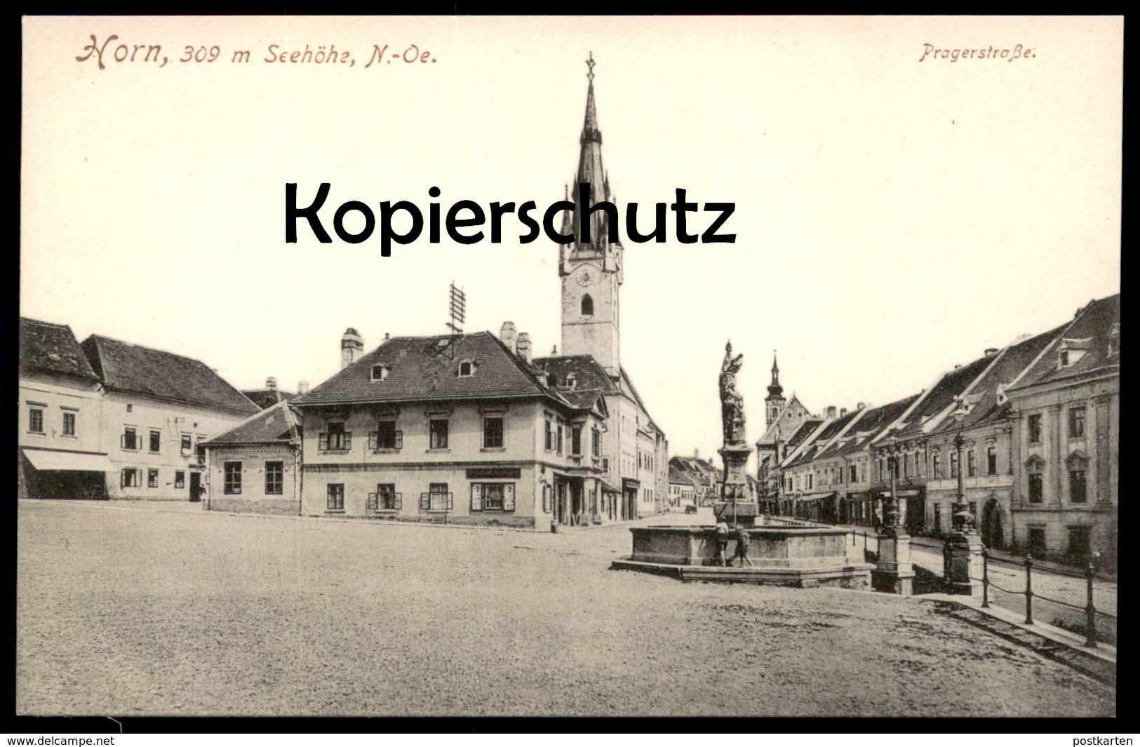 ALTE POSTKARTE HORN PRAGERSTRASSE PRAGER STRASSE BRUNNEN NIEDERÖSTERREICH Österreich Postcard Ansichtskarte AK Cpa - Horn