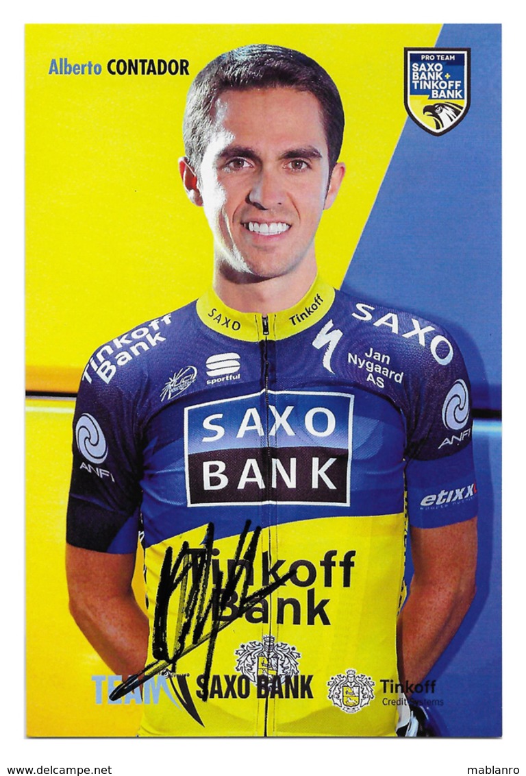 CARTE CYCLISME ALBERTO CONTADOR SIGNEE TEAM SAXO BANK 2ª SERIE 2012 - Cyclisme