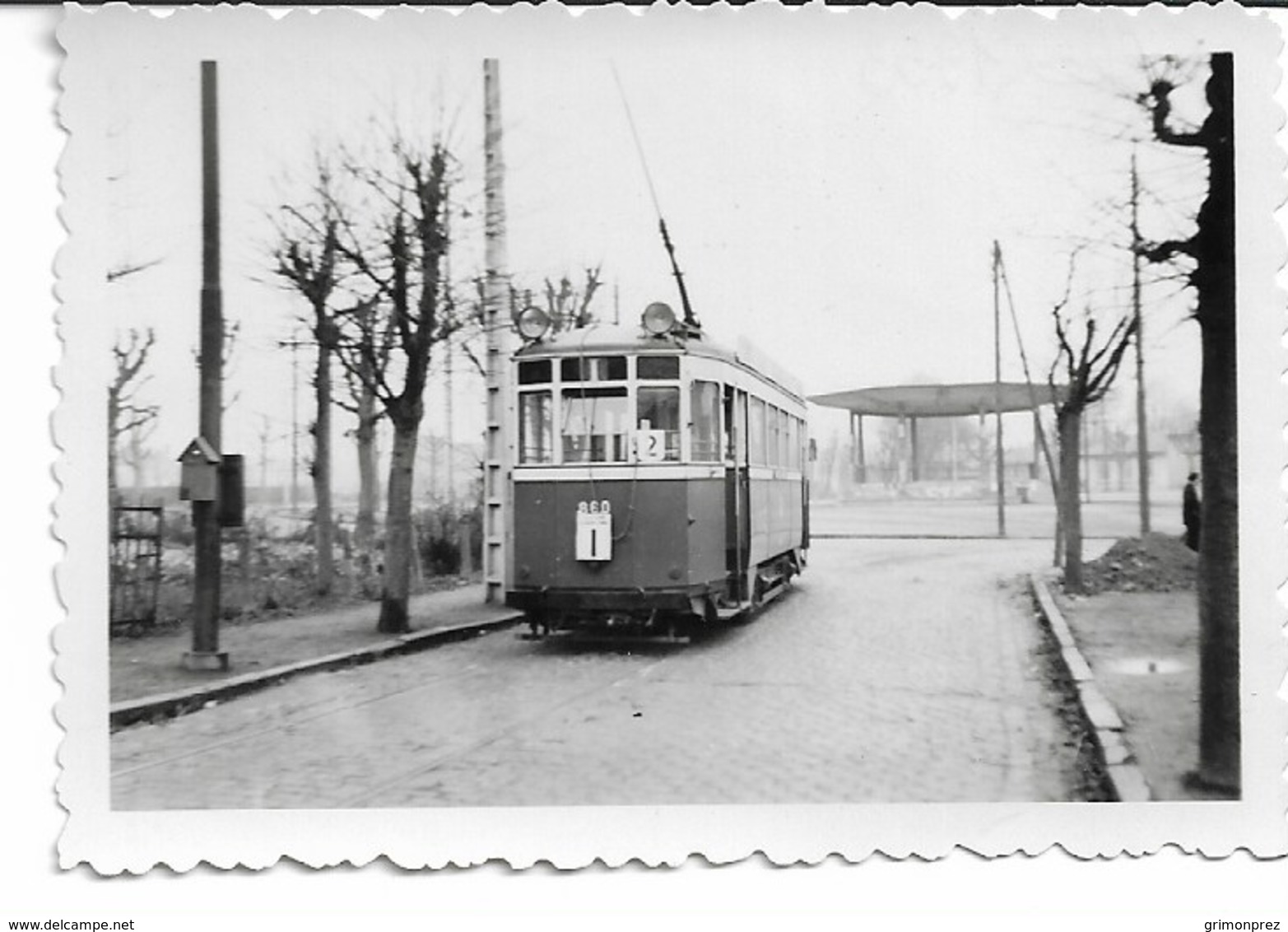PHOTO NORD 59  LILLE DELIVRANCE LOMME Kiosque à Musique  Le Tramway (ligne I ) En 1953 (dim : 6x9  Cms) - Orte