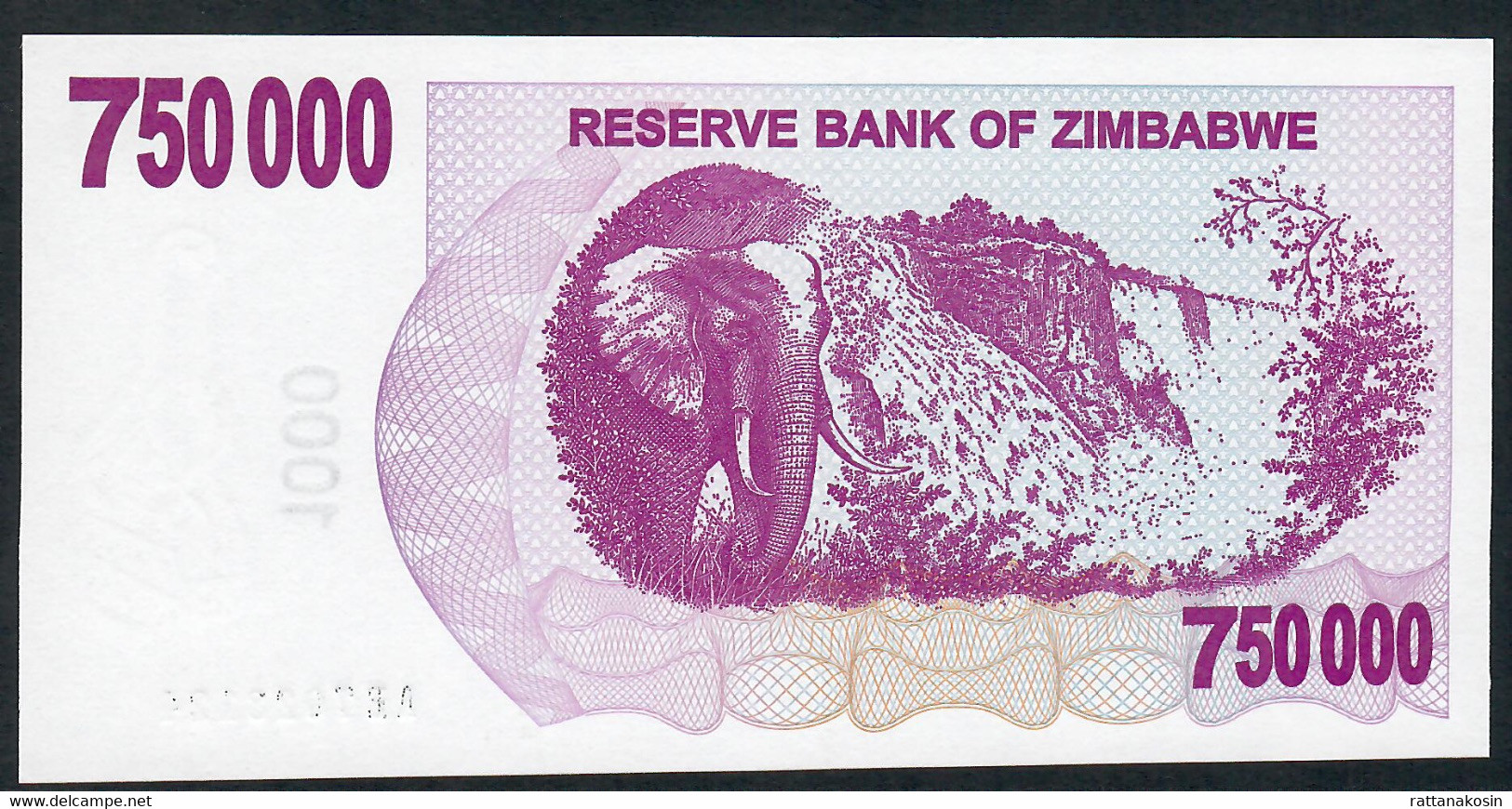 ZIMBABWE P52 750.000 DOLLARS 31.12.2007 To 30.6.2008 #AE Signature 5 UNC. - Simbabwe