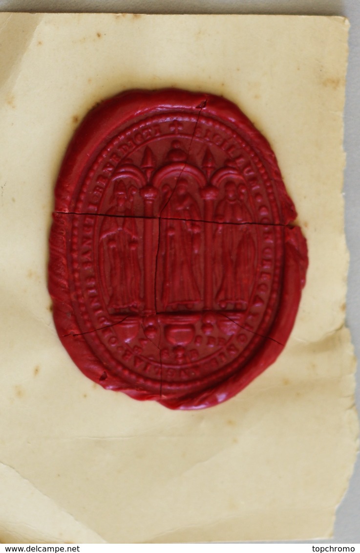 Grand Cachet Cire Religion Inscription En Latin Congregationis Angliae Ordinis Sancti Benedicti Sigillum Blason Sceau - Seals