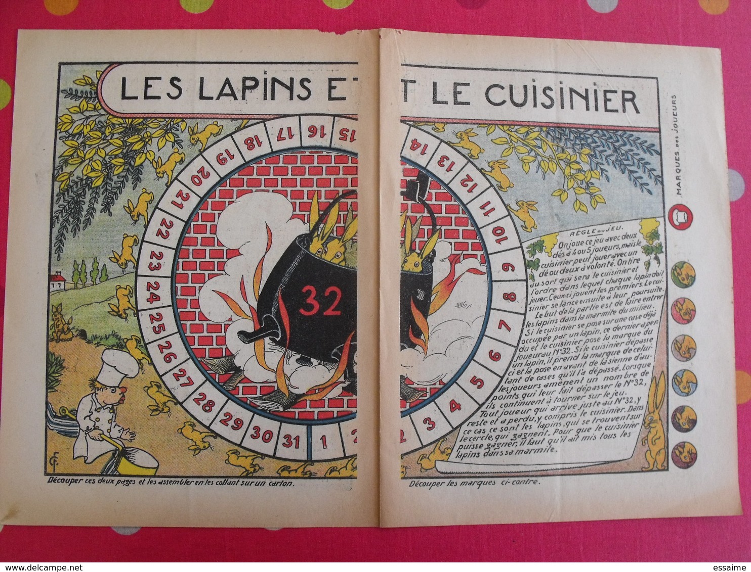 Découpage à Construire. Les Lapins Et Le Cuisinier. Jeu De Société. Jeu De Parcours Genre Jeu De L'oie. Chevaux. 1936 - Colecciones