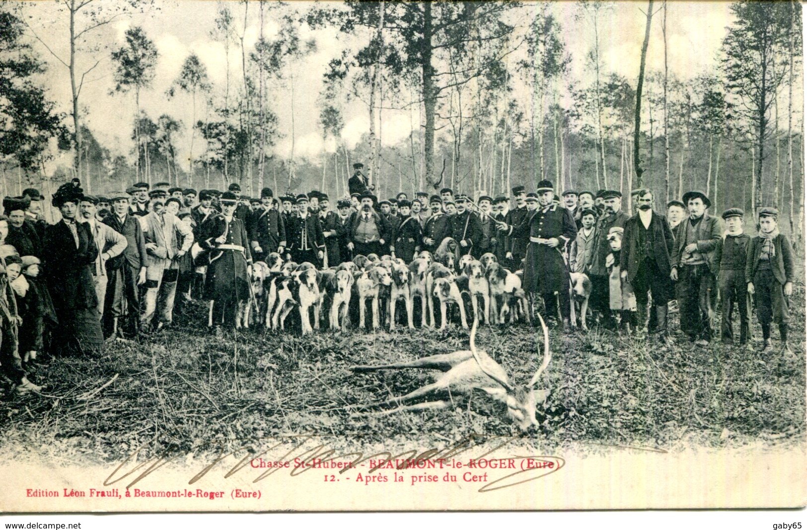 CPA.27.EURE.BEAUMONT LE ROGER.APRES LA PRISE DU CERF. (CHASSE A COURRE ) - Beaumont-le-Roger