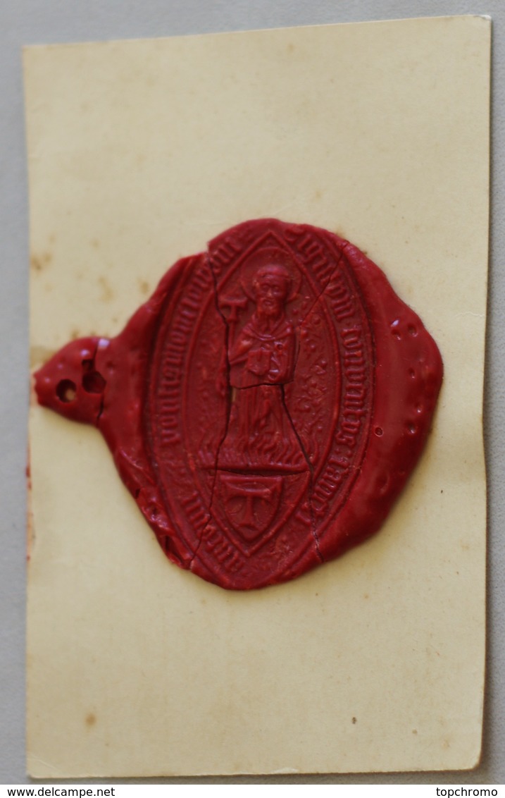 Grand Cachet Cire Religion Catholique Saint Inscription En Latin Sigillum Blason Sceau - Stempel & Siegel