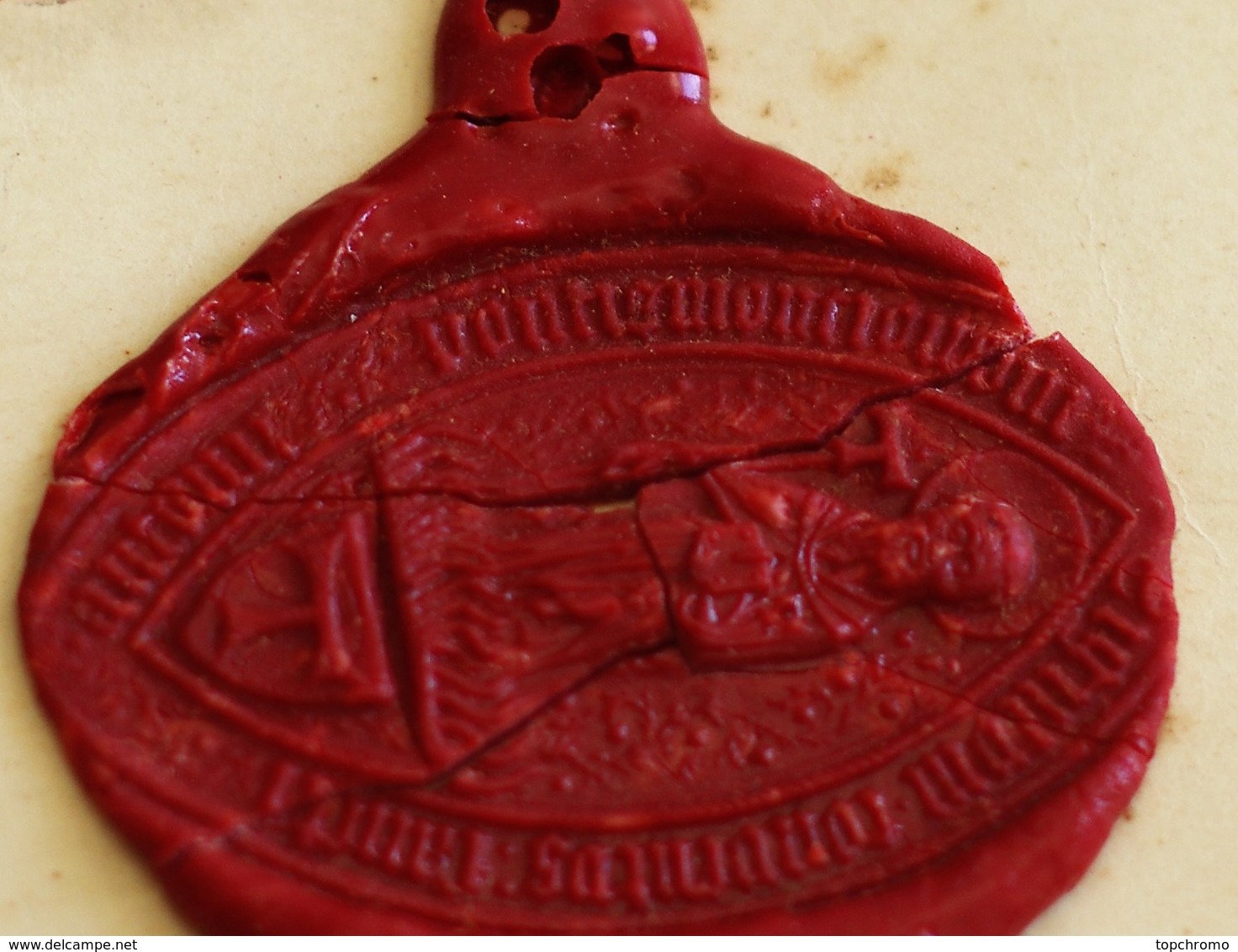 Grand Cachet Cire Religion Catholique Saint Inscription En Latin Sigillum Blason Sceau - Seals