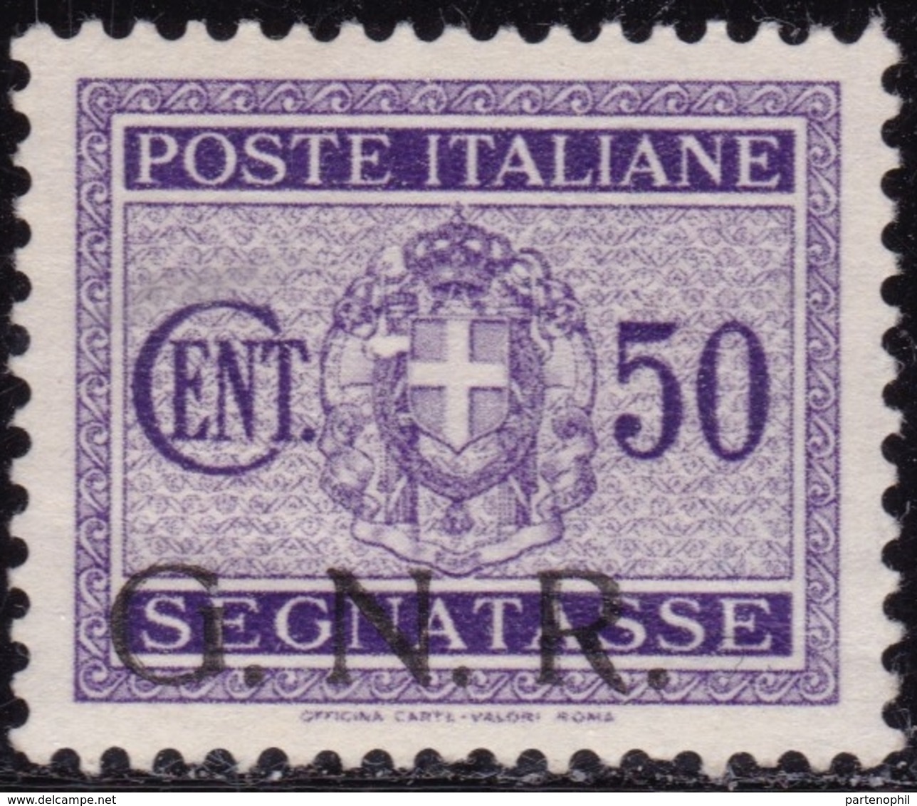 Rep. Sociale - 254  * 1944 - Segnatasse 30 C. Violetto Soprastampa Fortemente Spostata In Basso N. 51Ib. Cert. E. Chiav - Taxe