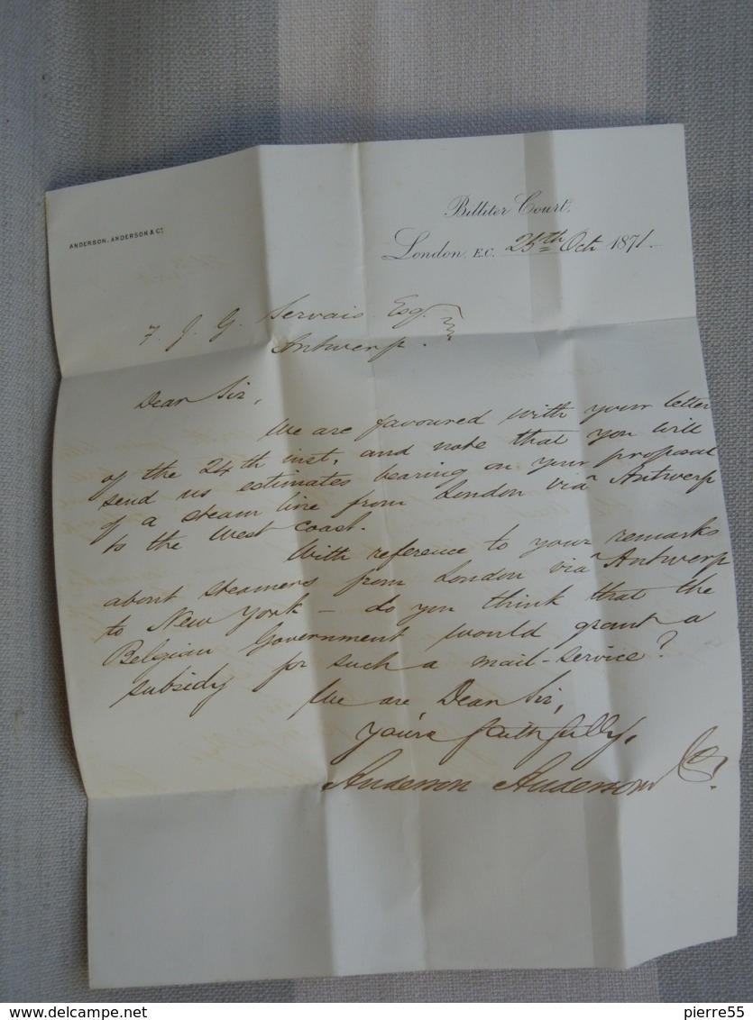 LETTRE CACHETEE- 3 X ONE PENNY ROUGE DENTELE - OBLITERES + CACHET LONDON 1871 - Briefe U. Dokumente