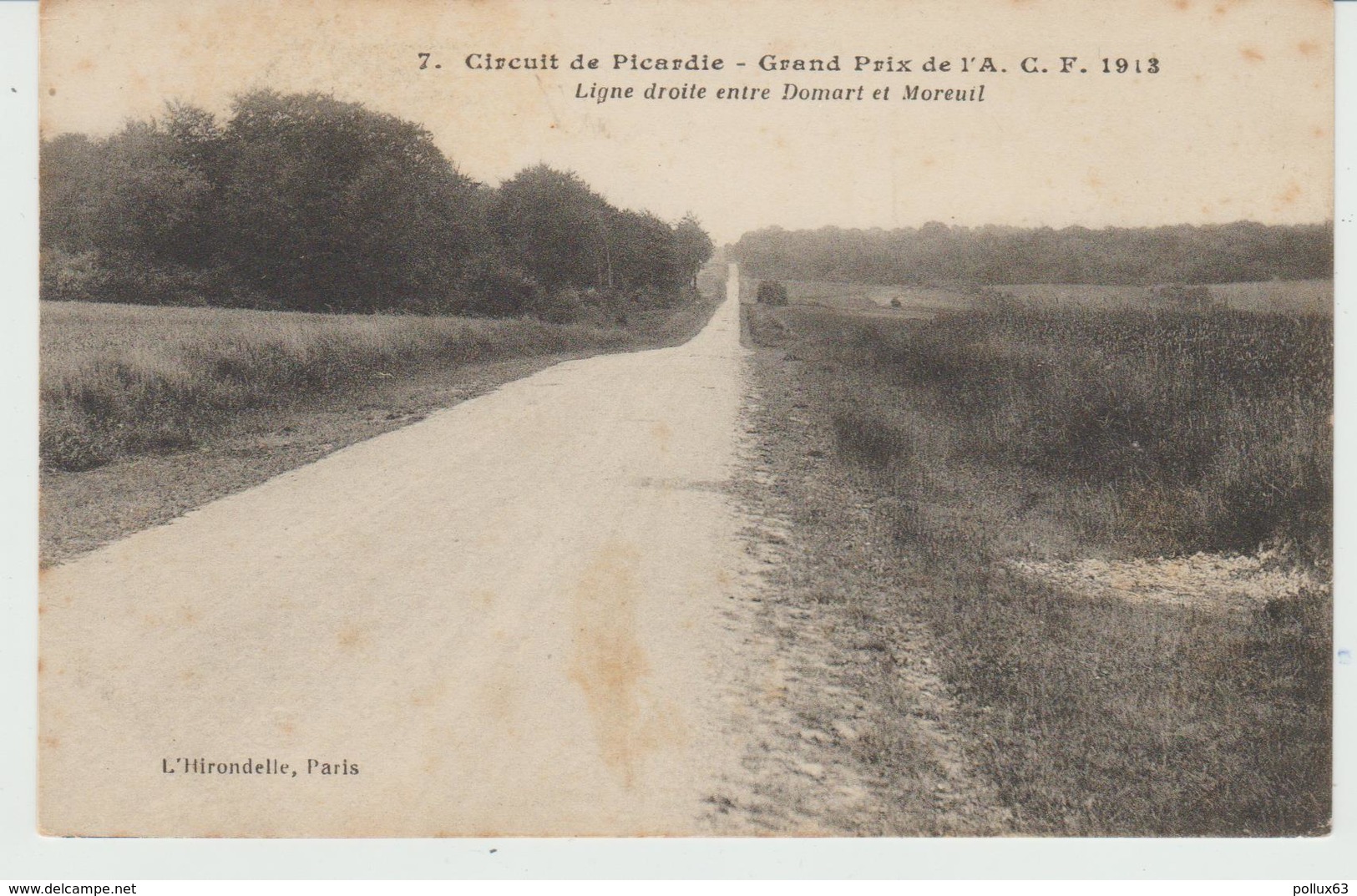 CPA CIRCUIT DE PICARDIE (80) GRAND PRIX DE L'A.C.F. 1913 - LIGNE DROITE ENTRE DOMART Et MOREUIL - Autres & Non Classés